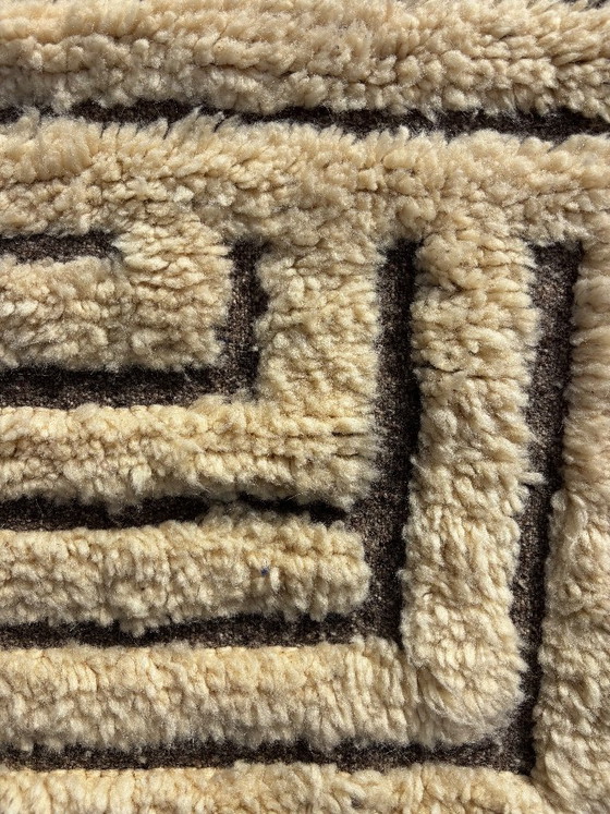 Image 1 of Small Handmade Moroccan Mrirt Wool Rug 100x160 cm– White Minimal Geometric Design 