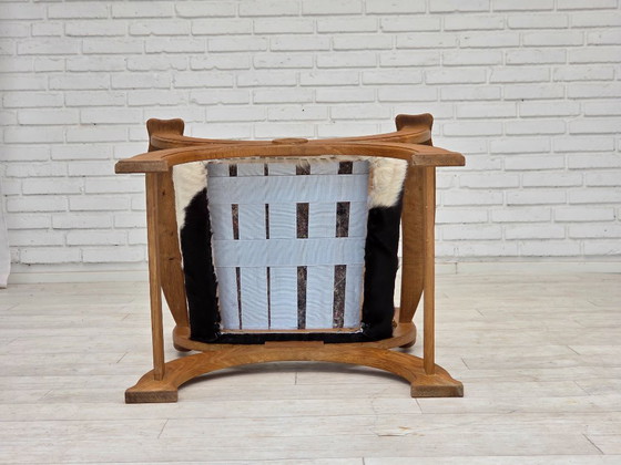 Image 1 of Poltrona danese degli anni '60, completamente rivestita, pelle di mucca, rovere.