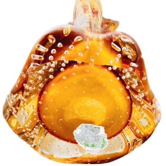 Image 1 of Vintage Bullicante Murano amber glass vase attributed to Archimede Seguso 1970s