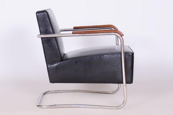 Paar gerestaureerde Bauhaus-fauteuils, van Mücke-Melder, Leer, Tsjechisch, jaren dertig – Leather, Wood (photo 2 of 14)
