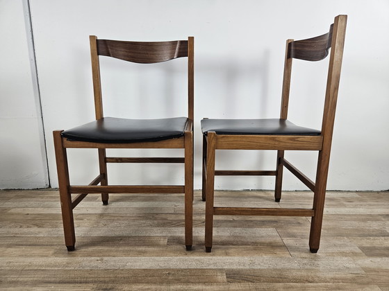 Image 1 of Scandinavian Style Chairs In Teak And Leather