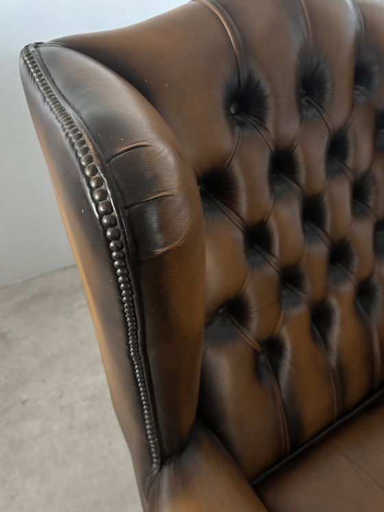 Image 1 of Originele leren oorfauteuil