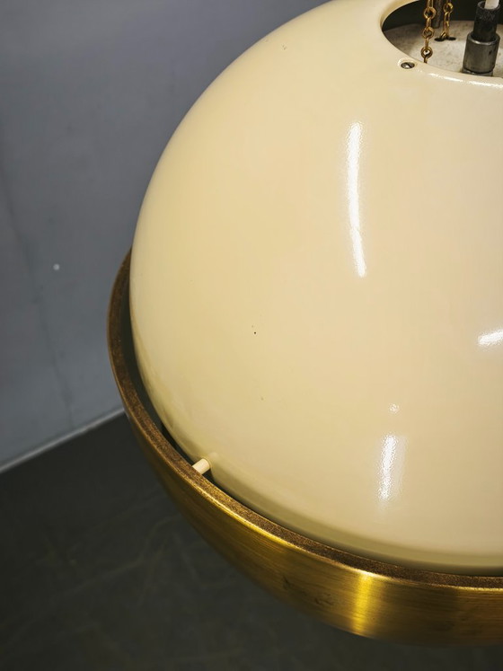1970s NAPAKO Space Age Brass and Cream Pendant Light, Czechoslovakia – Chandeliers (photo 8 of 11)
