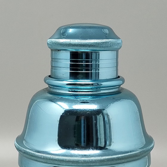 Image 1 of 1960s Gorgeous Light Blue Cocktail Shaker by Lumium in Pure Aluminum. Made in England
