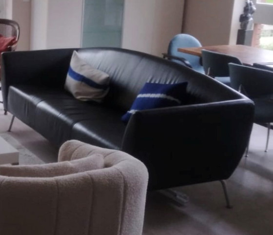 Image 1 of Sofá Gelderland Design 6250 de cuero negro