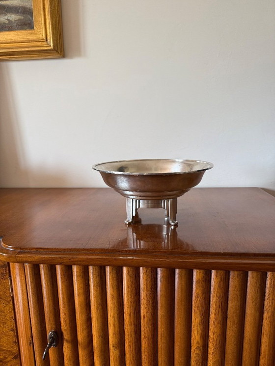 Image 1 of Art Deco verzilverde coup / vide poche, Ercuis Frankrijk jaren 1940