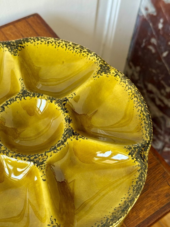 Image 1 of Oyster service in Gien earthenware with olive green glaze