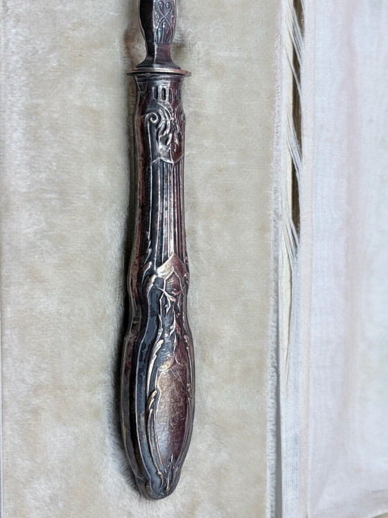 Silver-plated Cake Server 30cm Art Nouveau Openwork Box, Table accessories, Textile, Creme (photo 5 of 10)