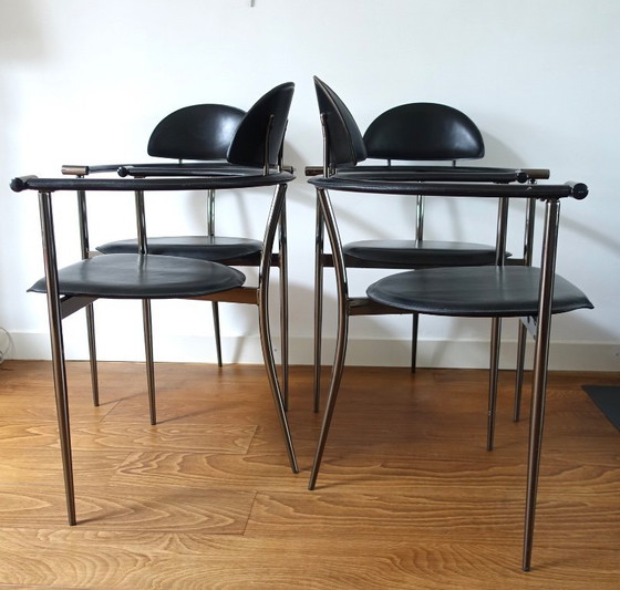 Image 1 of Ensemble de quatre (4) chaises de salle à manger « Stiletto » Arrben Italie années 1980