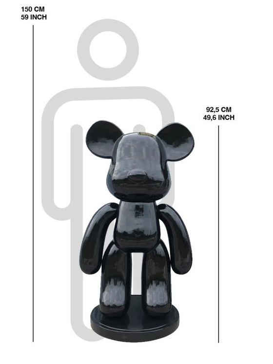 Image 1 of Fiberglas-Skulptur – Modische Ziegelstein-Bärenfigur – Schwarz