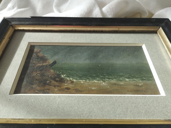 Image 1 of Voilier sous la pluie - Petite marine encadrée.