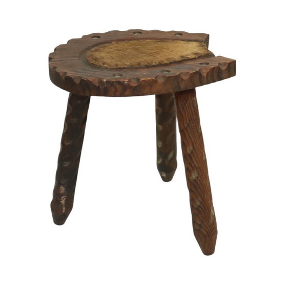 Image 1 of Spanischer Milchhocker, Brutalistischer Dreibeinhocker