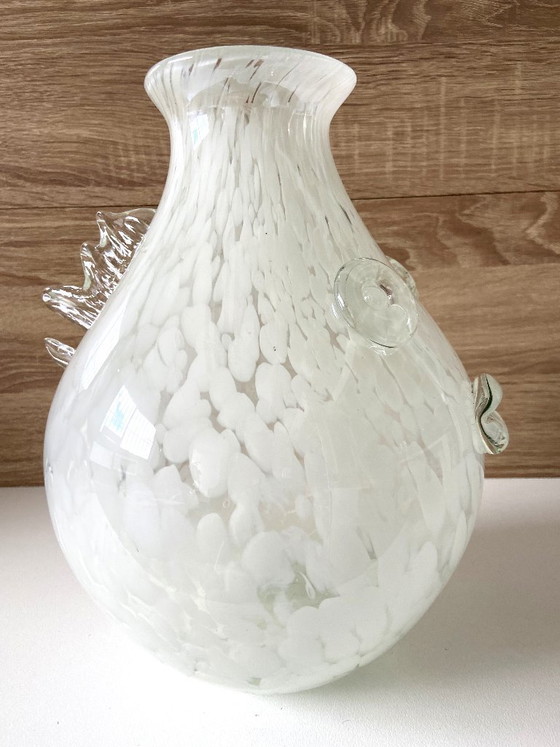 Image 1 of Atypique Vase en Verre Marbré de Murano Verriers Vénitiens Design Poisson-Lune