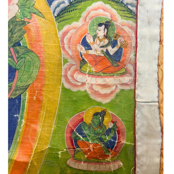 Monumentale Paubha Newar népalaise du XIXe siècle de Rakta Tara – Tara Rouge du Vœu et de la Prospérité – (photo 7 of 11)