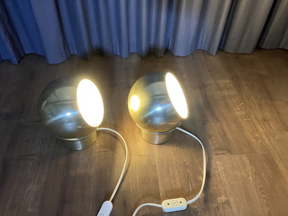 Image 1 of Hemi Zweden, 2 Stuks Vintage Space Age Wandlampen Type KLOT 3