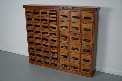 Dutch beech/pine industrial pharmacy/workshop cabinet, circa 1950s
