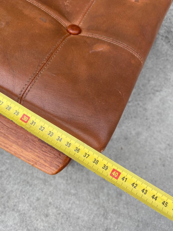 Image 1 of Poggiapiedi vintage in legno di faggio e pelle per Bröderna Andersson,