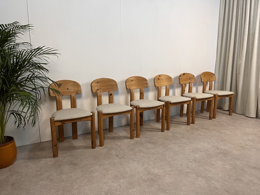 6x Vintage Pine Dining Chairs