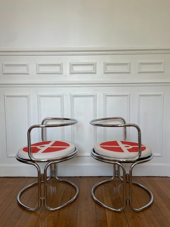 Image 1 of Gae Aulenti, pair of chrome steel armchairs
