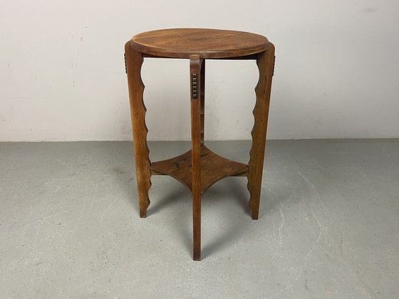 Art Deco eikenhouten decoratieve bijzettafel/plantenstandaard, jaren 1930. Ref.: CT1004 – Wood (photo 12 of 15)