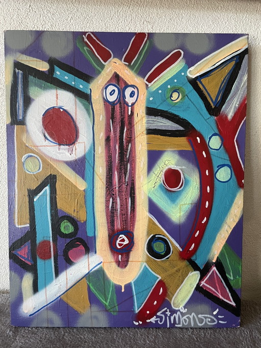 Abstract therapy art on canvas signed artist from Bergen op Zoom street art