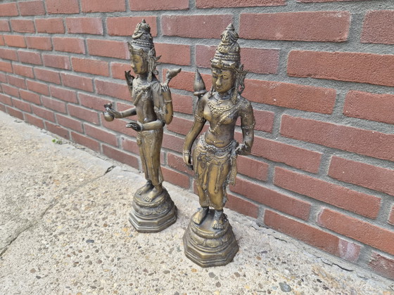 Image 1 of Bronslook metalen Aziatische beelden 