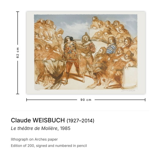 Image 1 of Claude WEISBUCH Le théâtre de Molière Signed lithograph 1985