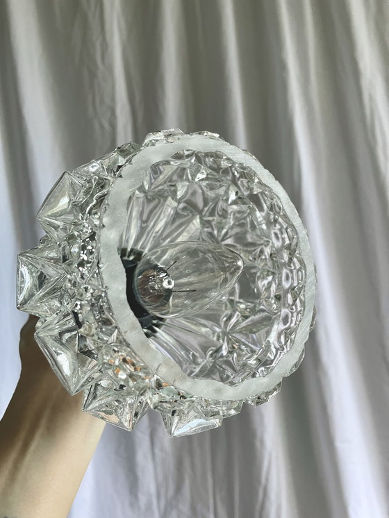 Image 1 of Lampada a sospensione in cromo e vetro stampato, anni '70