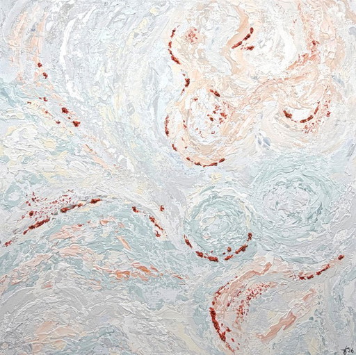 Pintura abstracta en suaves tonos pastel con formas orgánicas – Plano I