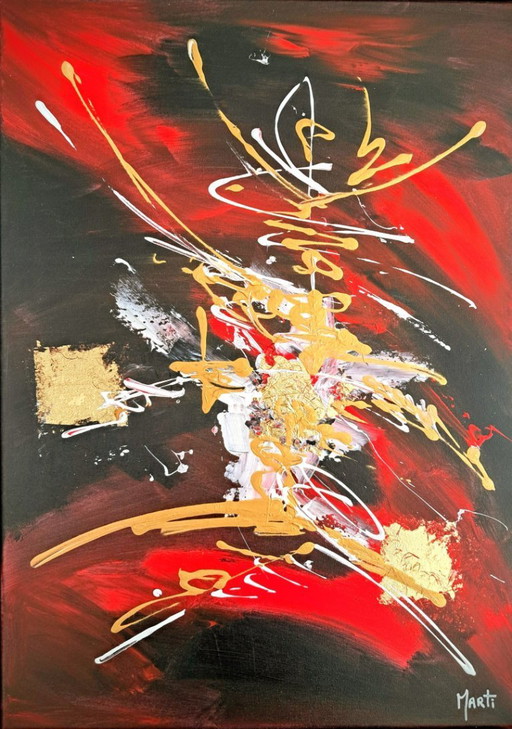 Jan MARTI - Red and Black - Framed artist's painting