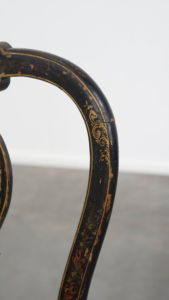 Image 1 of Antiek Frans Napoleon 3 stoeltje ingelegd met parelmoer