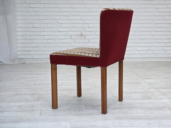 Image 1 of 1960s, set de 2 fauteuils danois, tissu traditionnel danois en laine tissée, pieds en bois de frêne.
