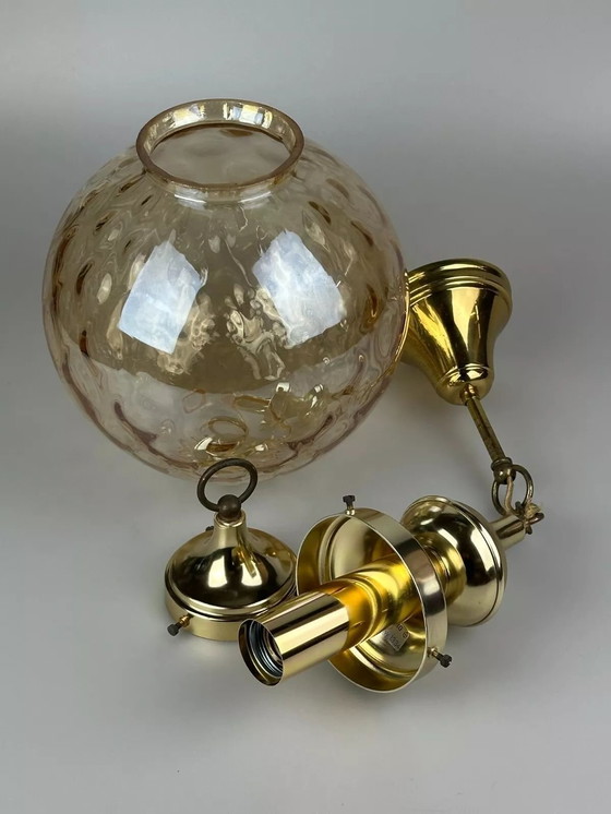 Image 1 of 60er 70er Jahre Deckenlampe Hängelampe von Glashütte Limburg Germany Space Age