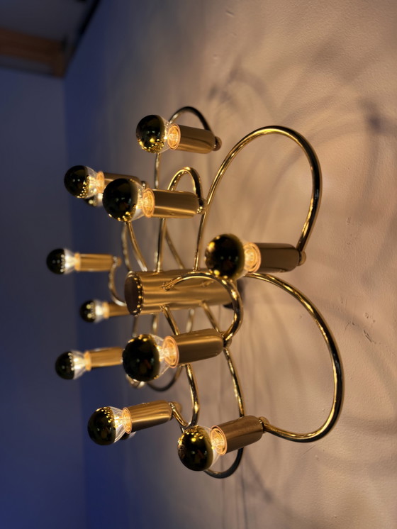 Image 1 of Vintage messing wad/plafondlamp, Scolari voor Helestra ‘70