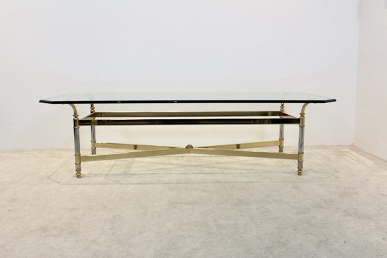 Extraordinary Brass, Chrome and Glass Center table, France 1970s, Coffee tables, Silver (photo 12 of 12)