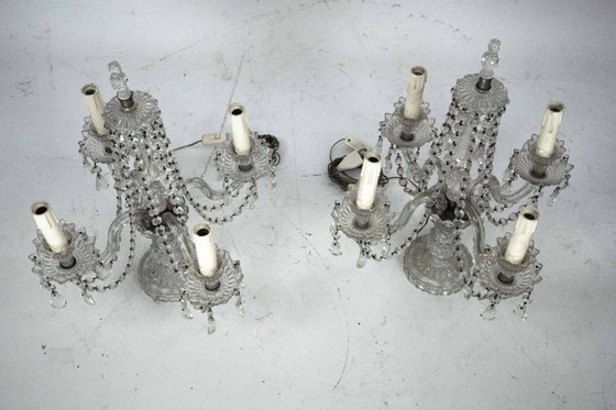 Image 1 of Maria Theresa Crystal Candelabra Table Lamps. Set of two. Italy 1940s