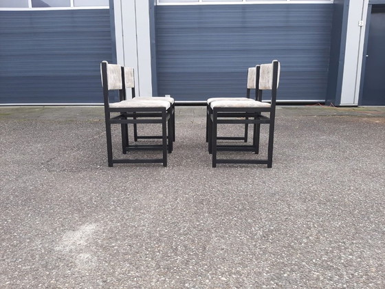 Image 1 of Brutalistische Esszimmerstuhl Stil De Coene Belgien 1970er Jahre, Satz von 4