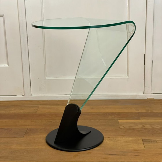 Image 1 of Table d'appoint Rimadesio – verre incurvé et métal noir mat