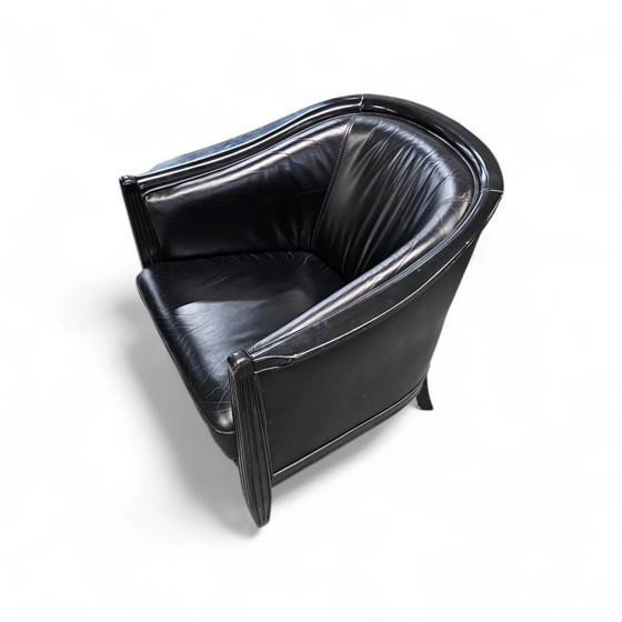 2 x fauteuil en cuir noir années 80 / style Art Déco / bon état – Leather, Art Deco (photo 5 of 19)