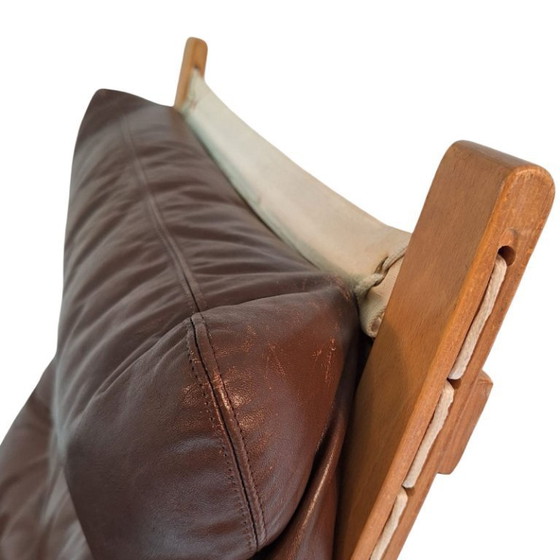 Image 1 of Ingmar Reling per Westnofa - Sedia Siesta - Sedia a fionda in bengala - Pelle marrone