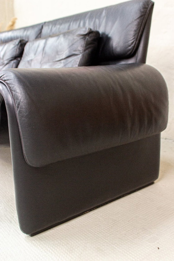 Image 1 of Vintage DeSede 2011 Sofa Two-Seater Couch Leather Mid Century 80s