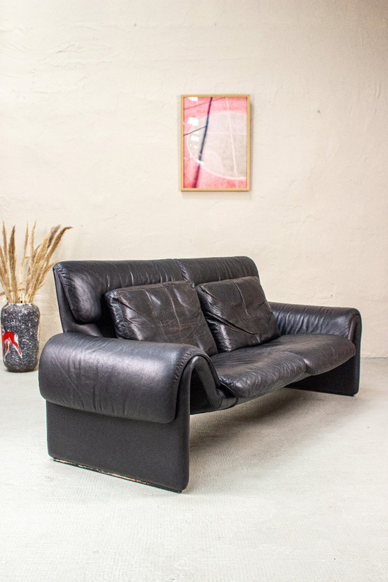 Image 1 of Vintage DeSede 2011 Sofa Two-Seater Couch Leather Mid Century 80s