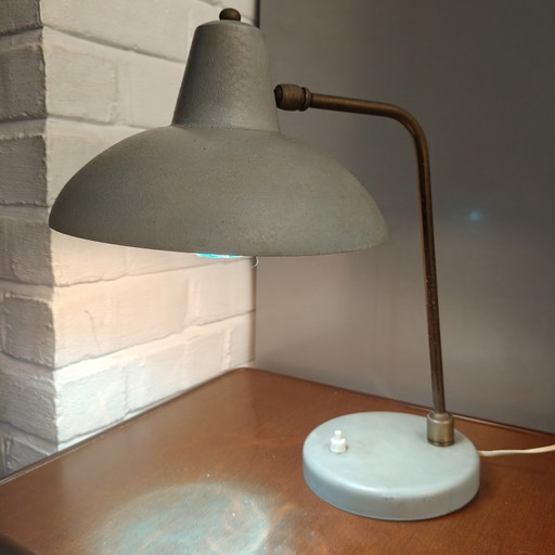 Rare Mid-Century Modern Desk Lamp – Unknown Designer – 1950s/60s – Original Condition – tafellampen, Brass