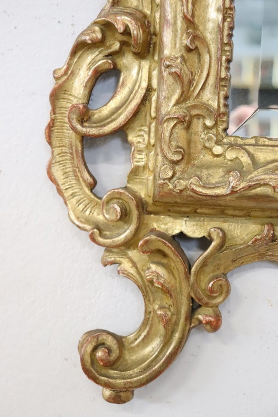 Image 1 of Specchio da parete in legno intagliato e dorato in stile Luigi XVI, Italia, inizio XX secolo