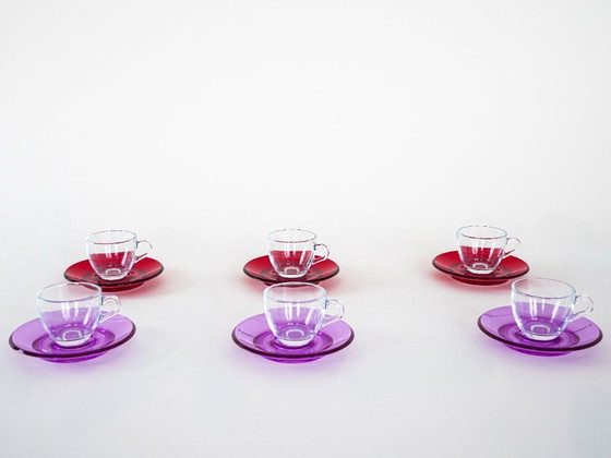 Image 1 of Set of glass cups, Italian design, 1970s, manufactured by Fratelli Guzzini