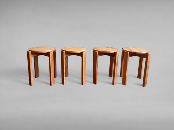 Image 1 of Softwood stool, set of 4