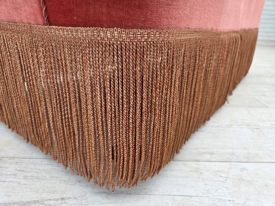 Image 1 of Divano danese a 2 posti, anni '30, velluto rosa salmone, legno di frassino.