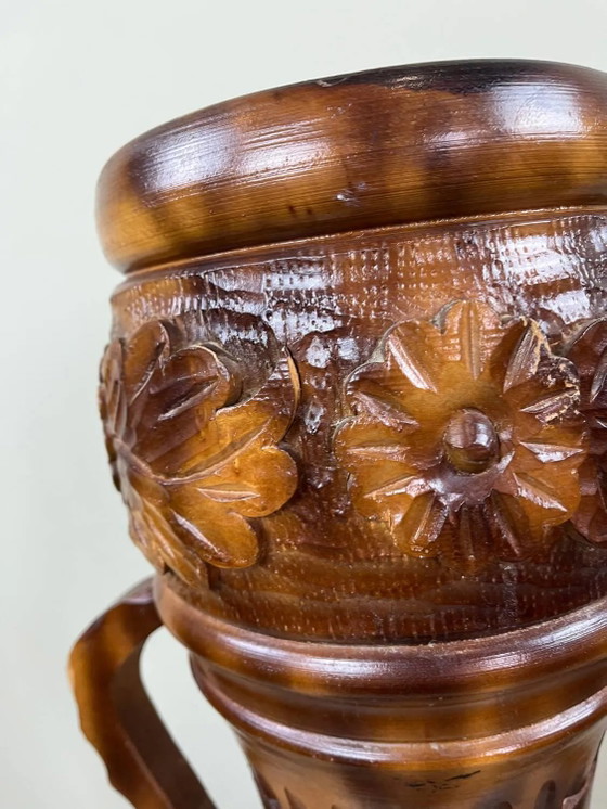 Bedeutende geschnitzte Holzvase – Pflanzkübel, Wood (photo 8 of 16)