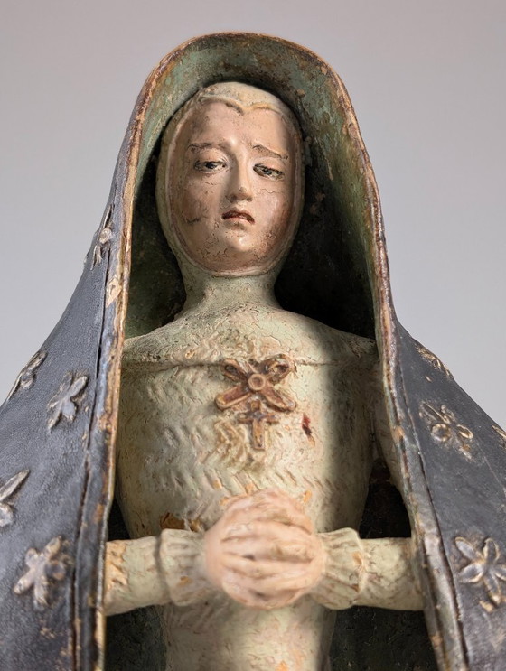 Image 1 of Polychrome Terracotta Mater Dolorosa Sculpture, 18th Century