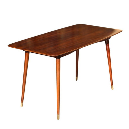 Table d'appoint vintage en bois avec pieds coniques, Allemagne 1960